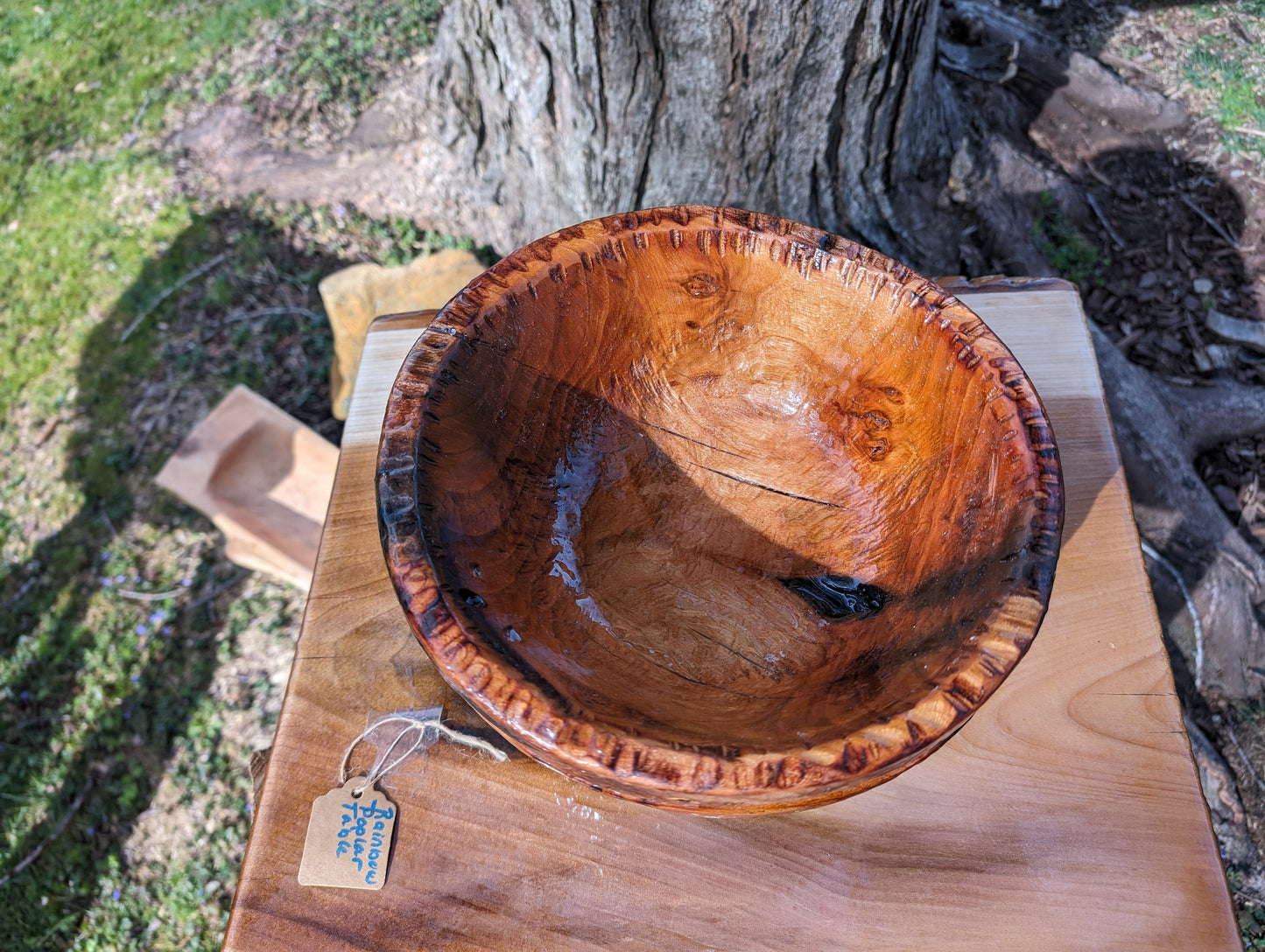 "Native", Wooden Bowl Hand Carved from Service Berry Tree