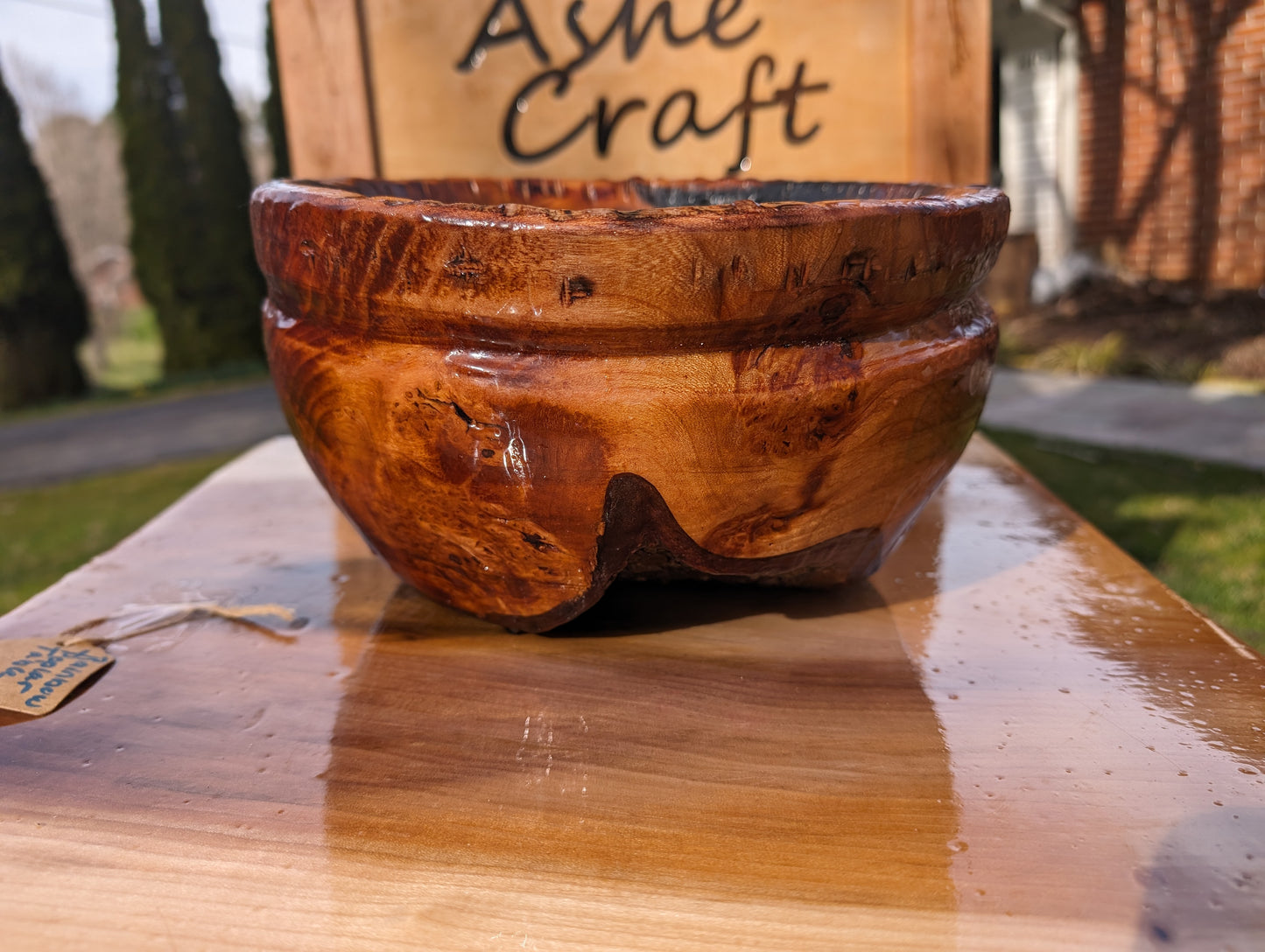 "Native", Wooden Bowl Hand Carved from Service Berry Tree