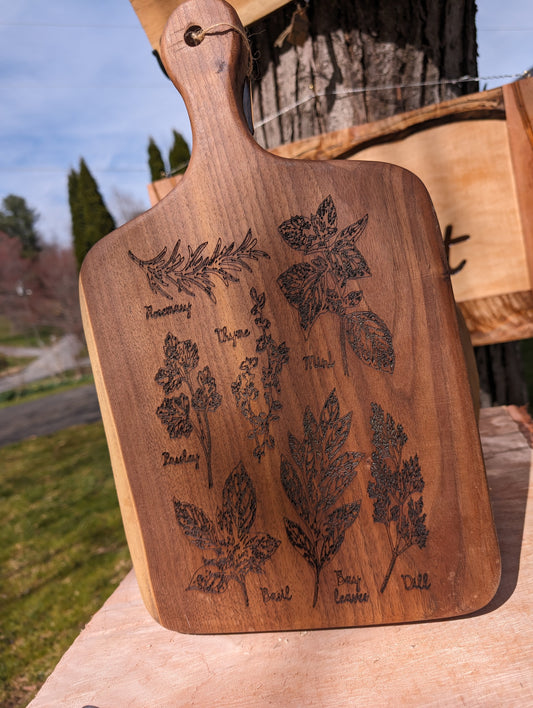 Herbs on Black Walnut Cutting Board